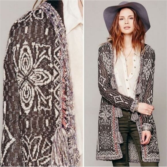 Free People Kai Pom Tapestry XS Cardigan Sweater - Picture 14 of 14